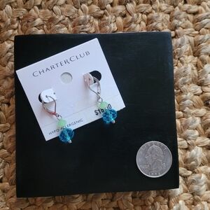 Charter Club hypoallergenic silver toned blue and green bead dangle earrings